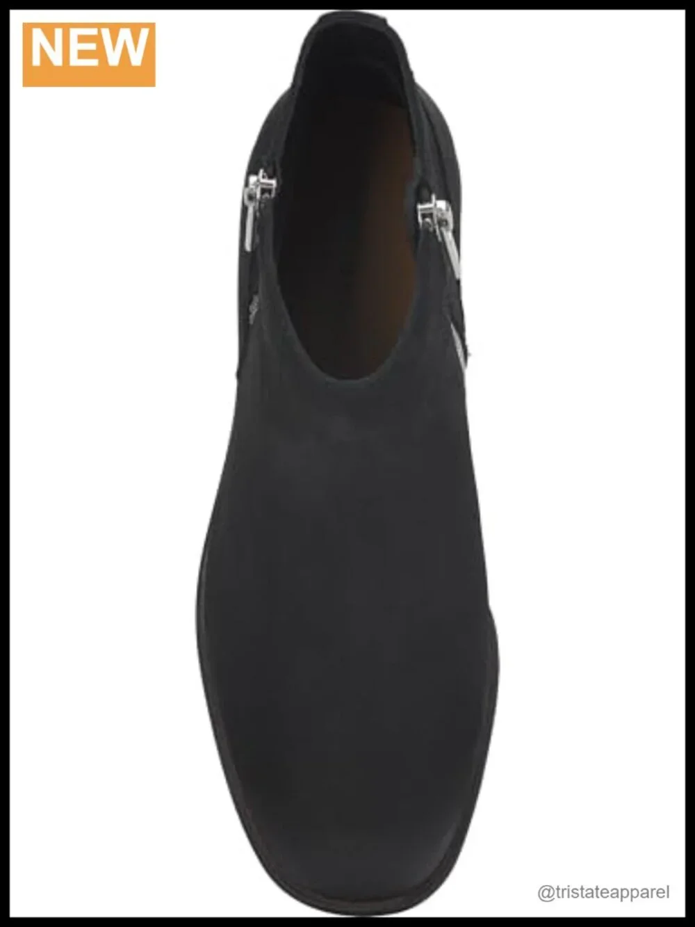 Women's Nubuck Leather Ankle Bootie Boots with Stacked Heel Almond Toe Zip